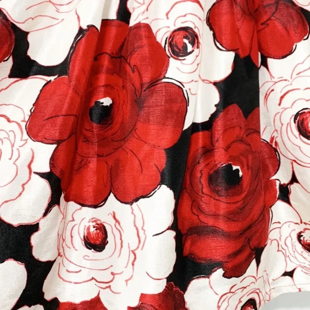 Gymboree Red Black & White Floral Christmas Party Dress 5T